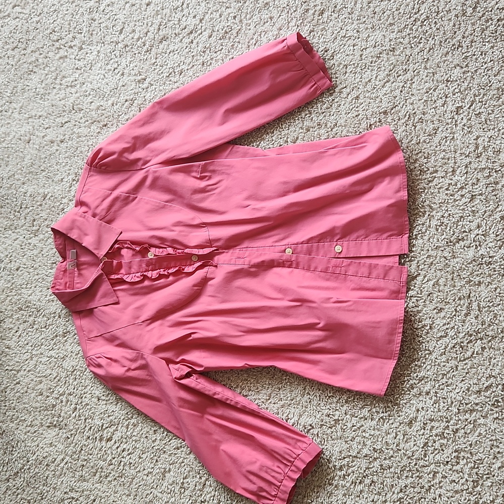 BOGO Womens Old Navy Coral Button Up Blouse Medium Ruffle Collar